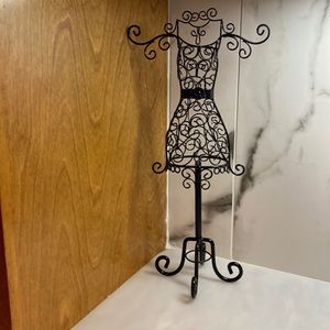 Black metal, decorative, small dress form.  Like new!
